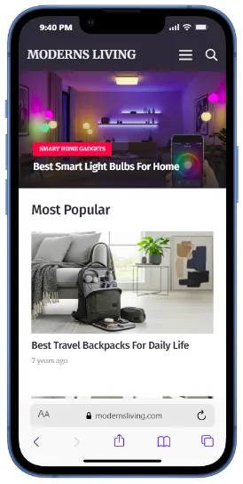 Moderns Living mobile website