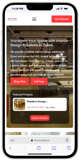Interiorland UAE mobile website