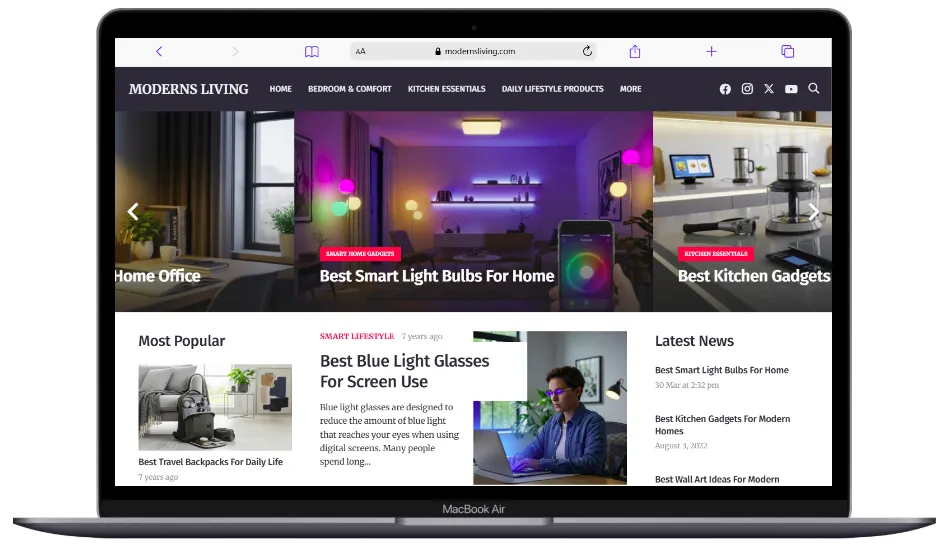 Moderns Living desktop website