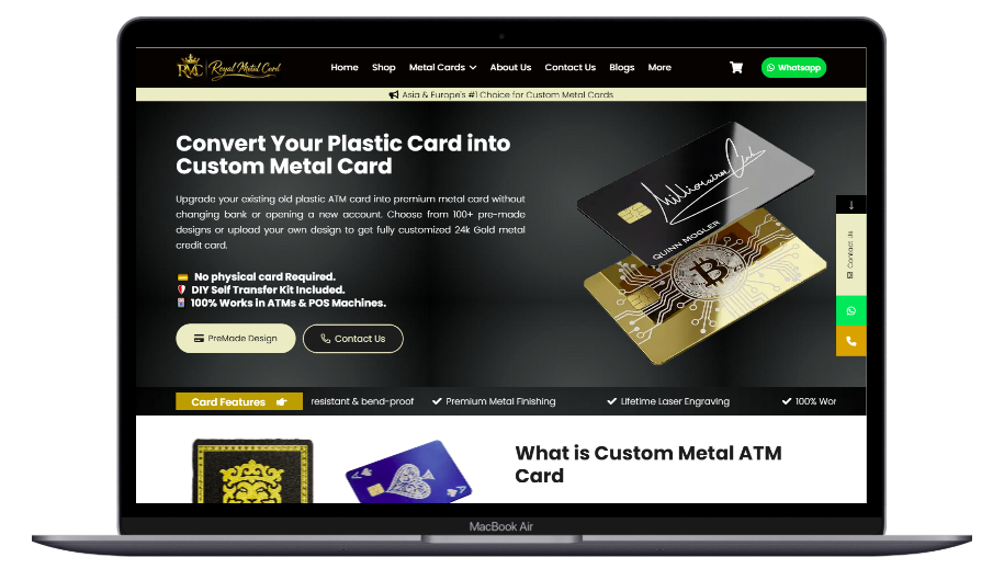 Royal Metal Card desktop website